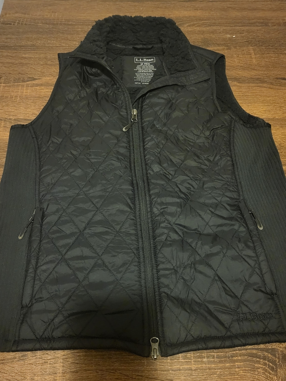 L.L. Bean Women’s Black Quilted Fleece-Trim Vest